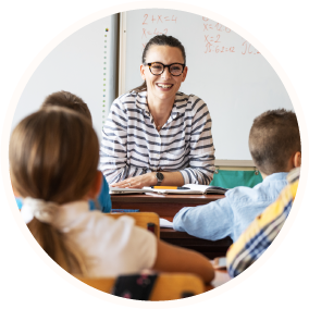 teacher with students in class