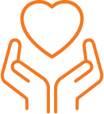 donate, hands with a heart